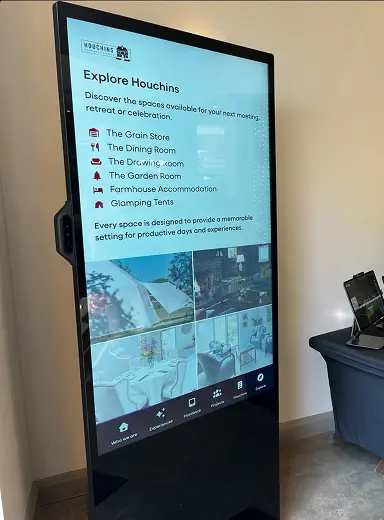 Explore Houchins digital kiosk showing meeting and retreat venues