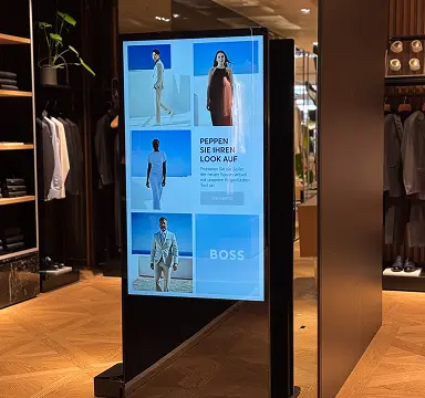 Virtual styling kiosk showing the German language interface