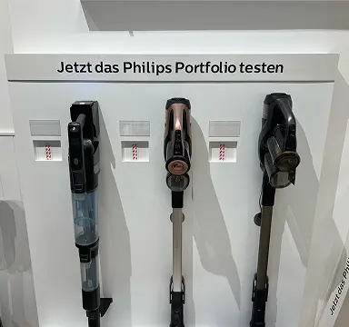 Cordless vacuum cleaner portfolio display wall