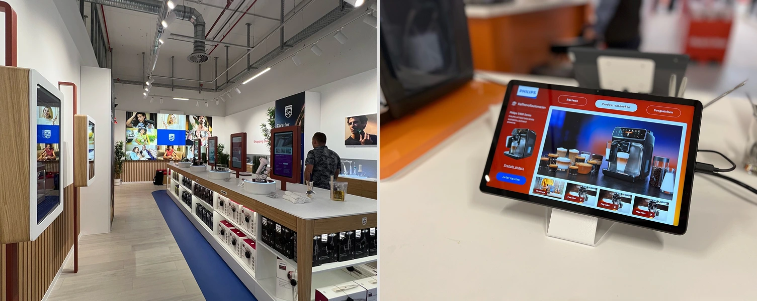 Six interactive retail experiences, centrally managed across 45 devices.