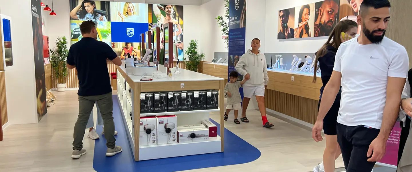 Customers browsing a digitally enabled retail floor during trading hours